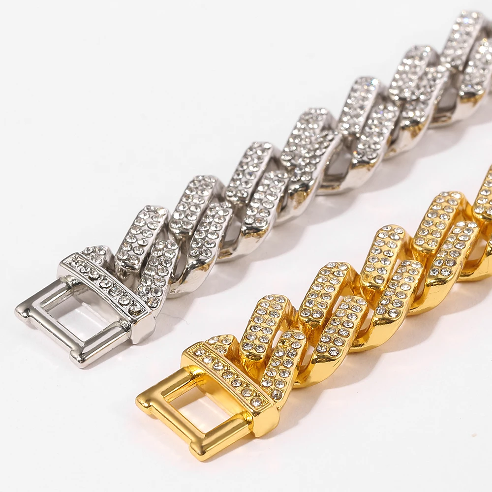 Хип-хоп сверкающие стразы толщиной браслеты из нержавеющей стали ювелирные
