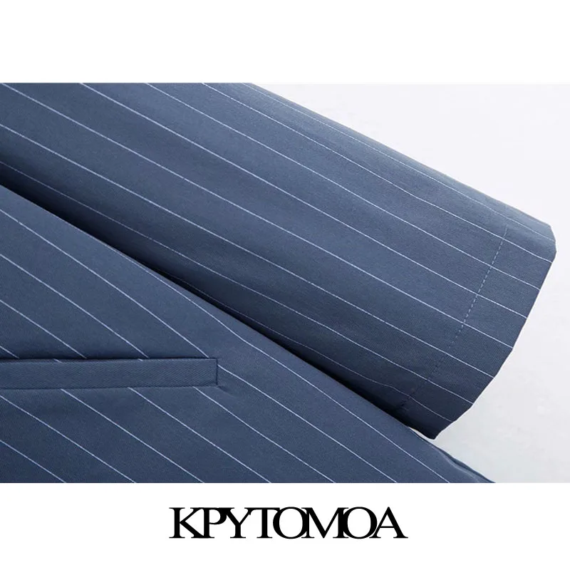 KPYTOMOA Женская мода 2020 офисная одежда двубортный полосатый Блейзер Пальто