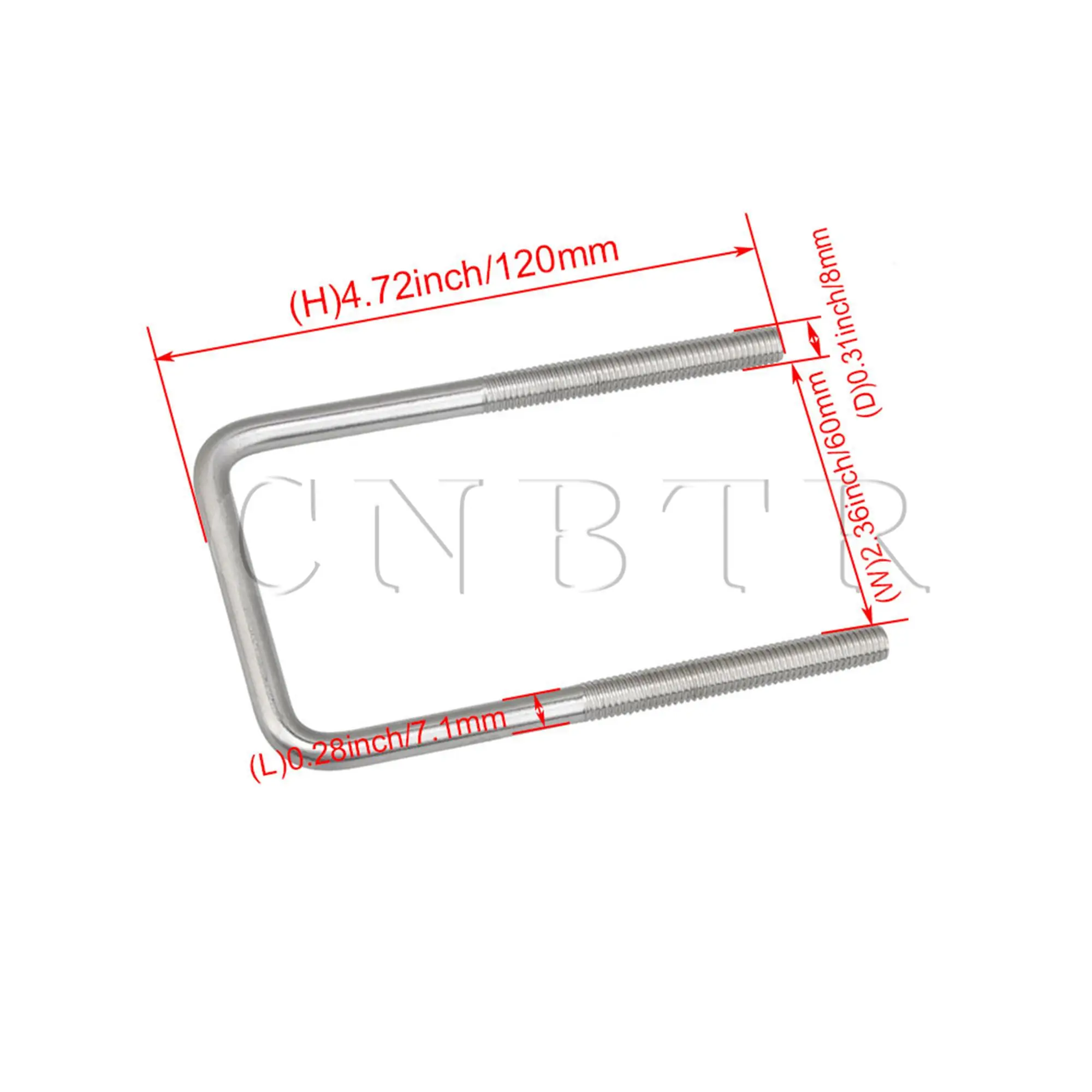 CNBTR серебряные M8x60x120 304 квадратные U-образные болты из нержавеющей стали с