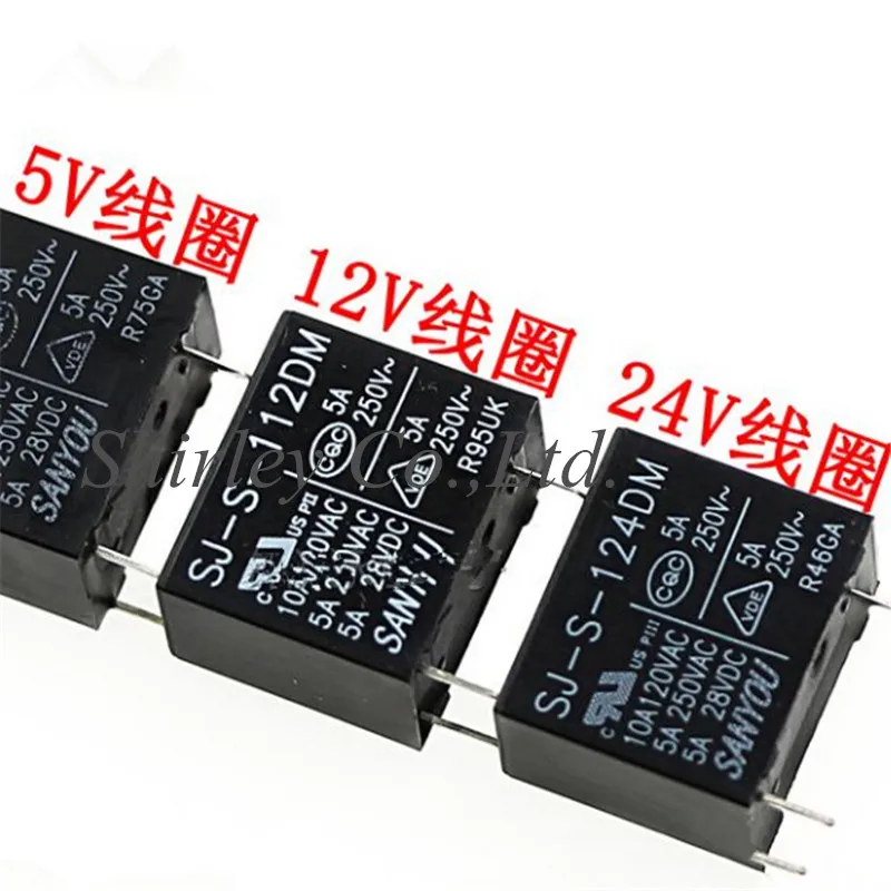 

Бесплатная доставка 100% новое оригинальное реле SJ-S-124DM 5A 10A 120VAC SANYOU