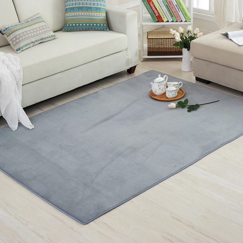 30Thick Solid Color Pattern Coral Velvet Carpet Modern Home Living Room Bedroom Bedside Tatami Crawling Mat Full Shop | Дом и сад