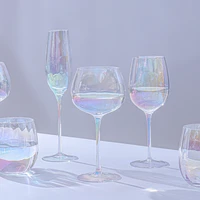 the latest rainbow red wine glass set electroplated crystal glass wine glass light luxury home goblet champagne glass wine set