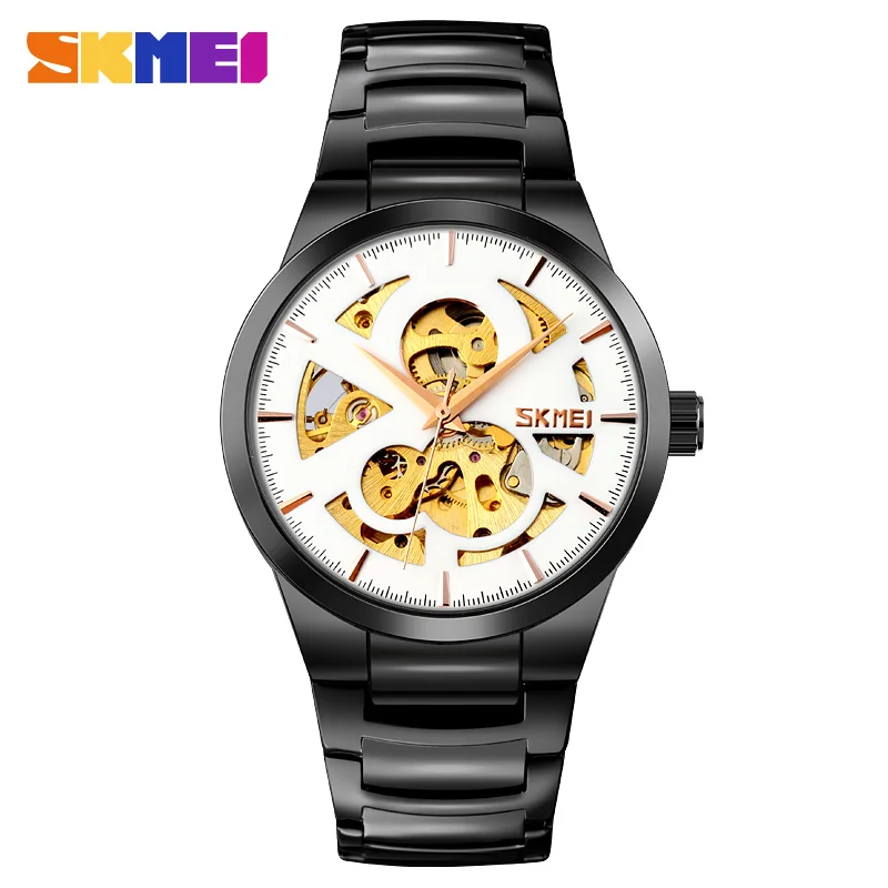 

SKMEI Mechanical Movement Luxury Men's Watches Stainless Steel Waterproof Shockproof Watch Business Top Clock Relogio Masculino