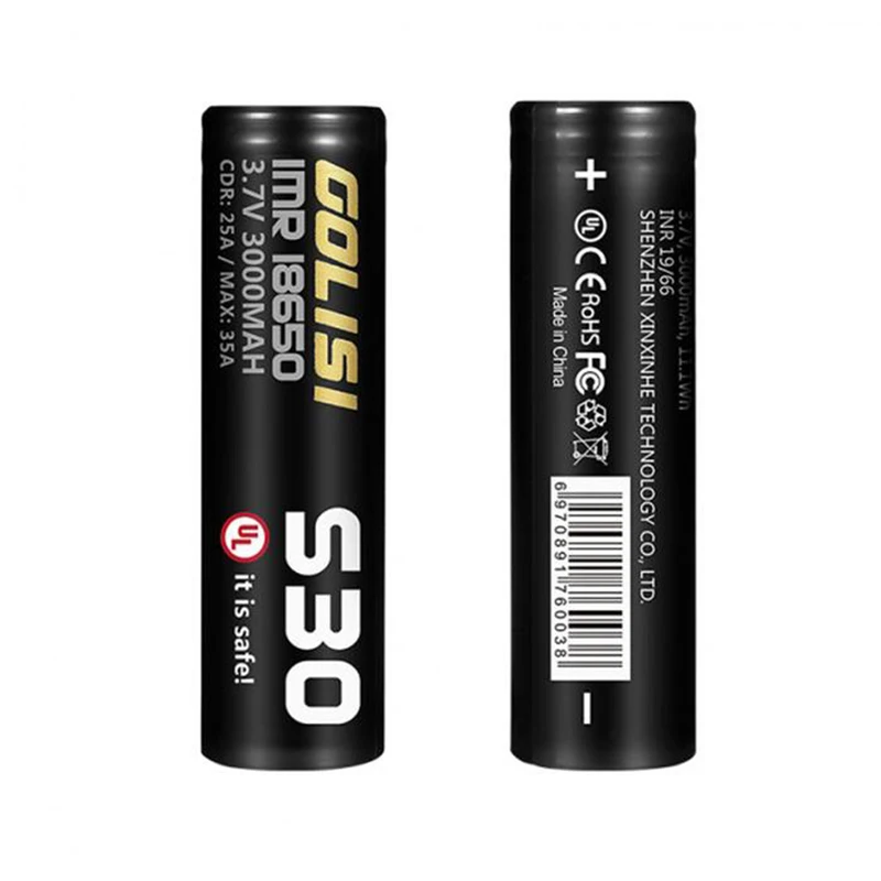 

Pre-order 2pcs/pack GOLISI IMR 18650 3000mAh 35A S30 UL Edition Rechargeable Battery for VAPE Box Mod Flashlight Headlamp Toy