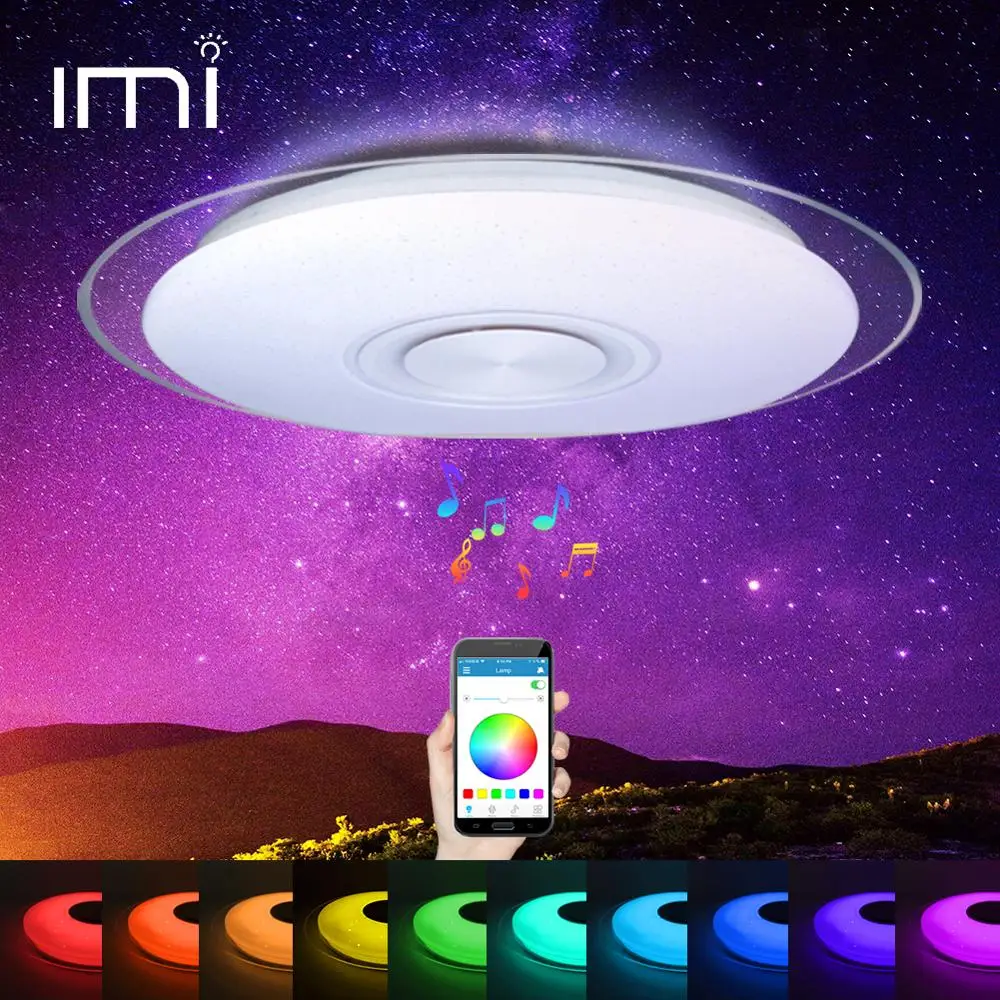 RGB современный светодиодный потолочный светильник с регулируемой яркостью, 220 В, приложение, дистанционное управление, Bluetooth и музыкальный динамик, цветная умная лампа для спальни, гостиной