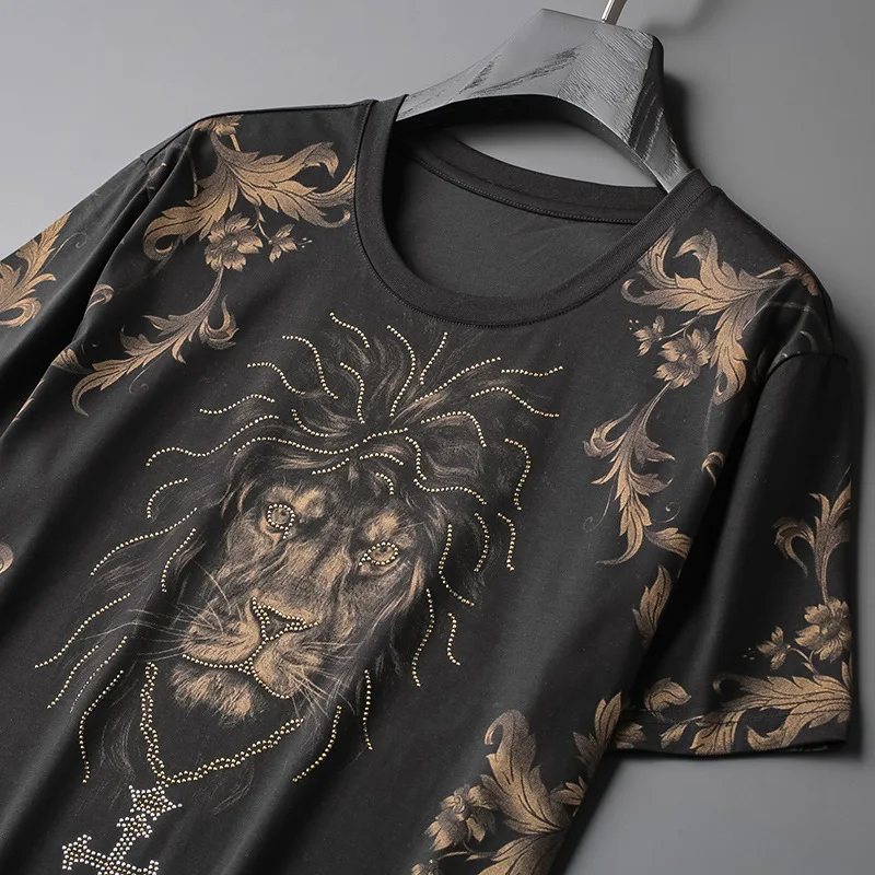 

2021 Summer new British mercerized cotton printed hot cut short-sleeved T-shirt for men