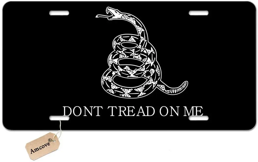 

Amcove Gadsden Flag License Plate,Don't Tread On Me Decorative Car Front License Plate,Vanity Tag,Metal Car Plate