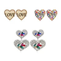 2022 new boutique valentines day earrings girlfriend pave colorful crystal pearl heart love earrings fashion gifts for her