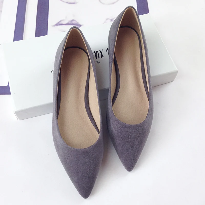 Simple Elegant Pointy Toe Soft Leather Women Flats Woman Boat Shoes Casual Ladies Ballerina Flats Plus Size31- 46