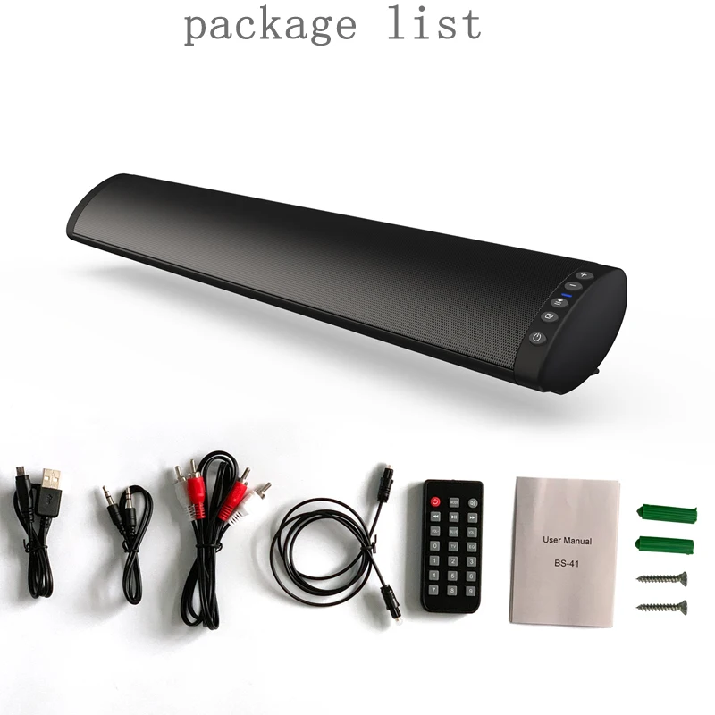 

Bluetooth 5.0 FM Soundbar Wireless Speaker 20W Home Theater Column Surround Sound System Stereo Wall-Mounted Speaker