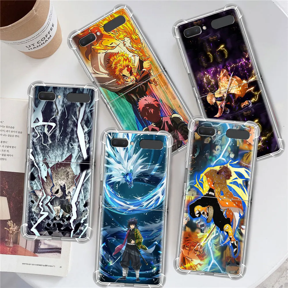 

Demon Slayer Anime Capa For Samsung Galaxy Z Flip 3 5G Case Airbag Clear TPU Shockproof Cover Transparent Cell Phone Funda
