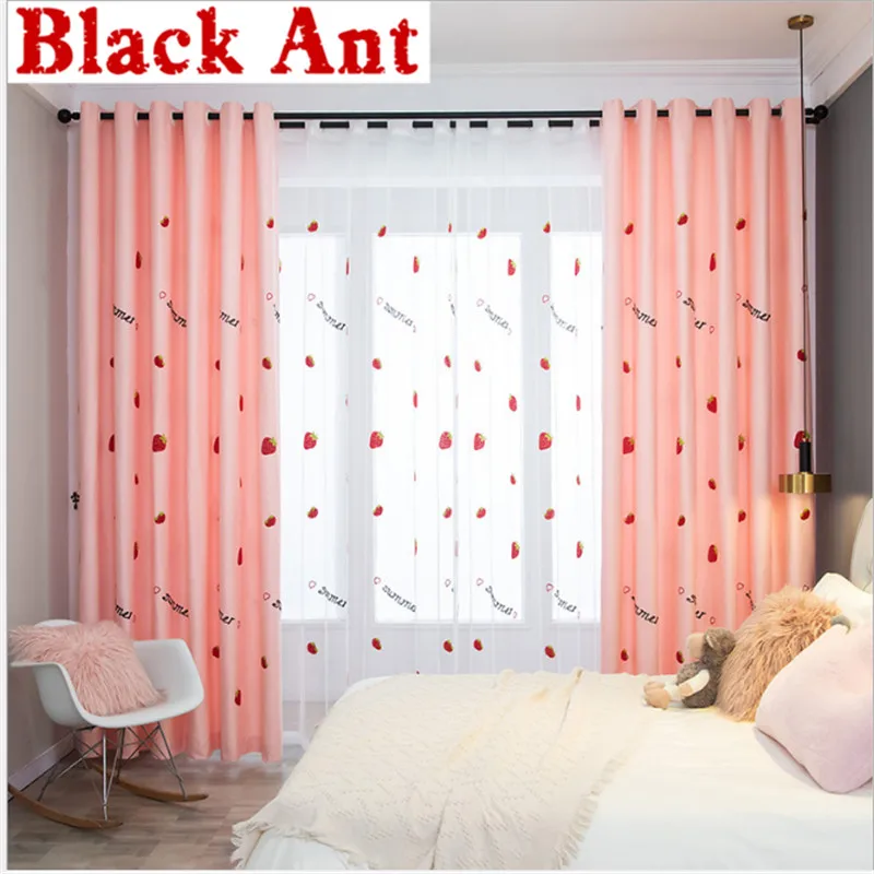 

Princess Pink Curtain For Living Room Sheer Curtain Embroidery Strawberry For Girls Bedroom Rideau Custom Made 2021 X-JD909#20