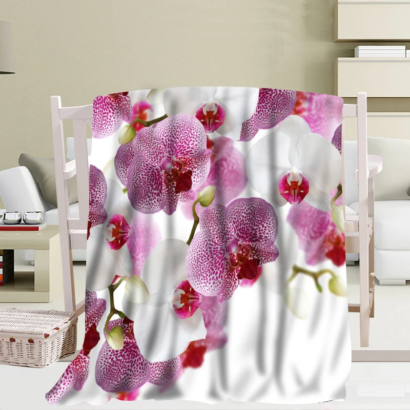 

Custom Flower Orchid Blanket 56x80 inch 50x60 Inch 40x50 Inch Home/Sofa/Bedding Throw Blanket Kid Adult Warm Blanket