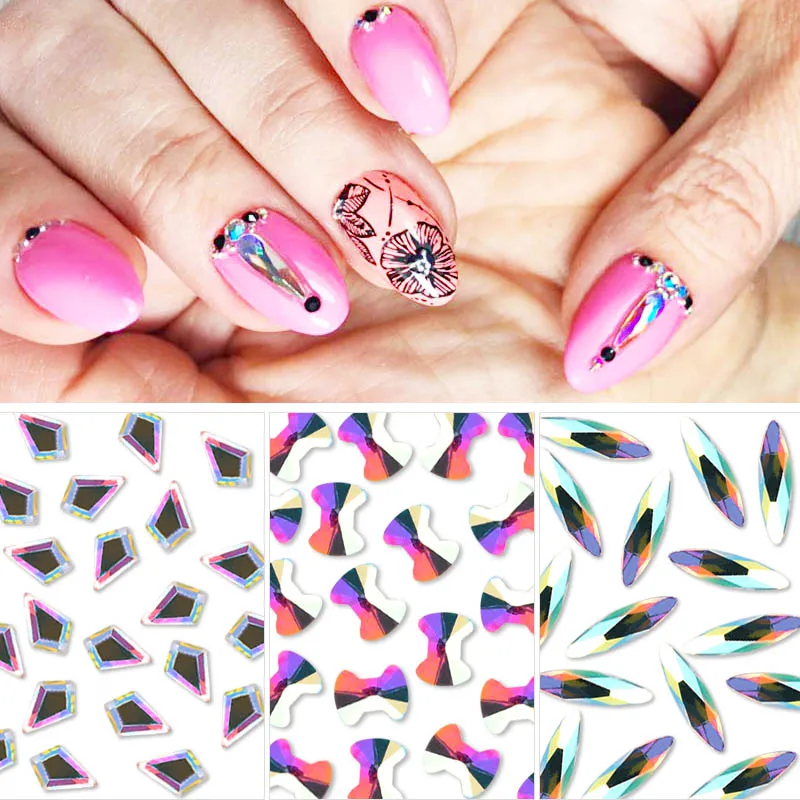 20 шт. 3D кристаллы камни для ногтей золотые стразы с плоской задней поверхностью