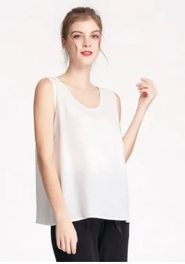 Женский жилет из крепдешина 2021 шелка с круглым вырезом на подтяжках тутового