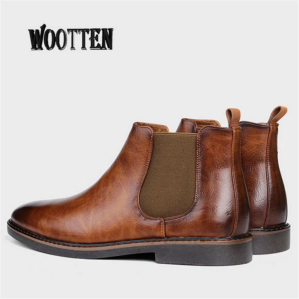 2020 Британский тренд новые остроносые ботинки на низком каблуке челси мужские