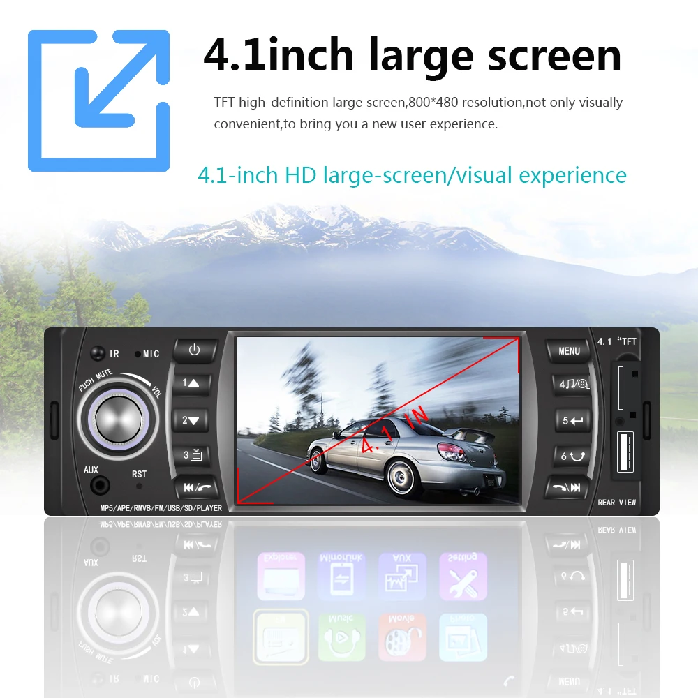 Автомагнитола AMPrime 4 1 дюйма 1din FM стерео Bluetooth с камерой заднего вида|Автомобильные