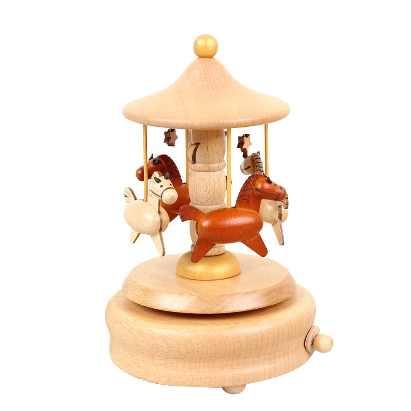 

1 wooden music box gift carousel music box, music box smart toy birthday gift, suitable for lovers, friends and childre