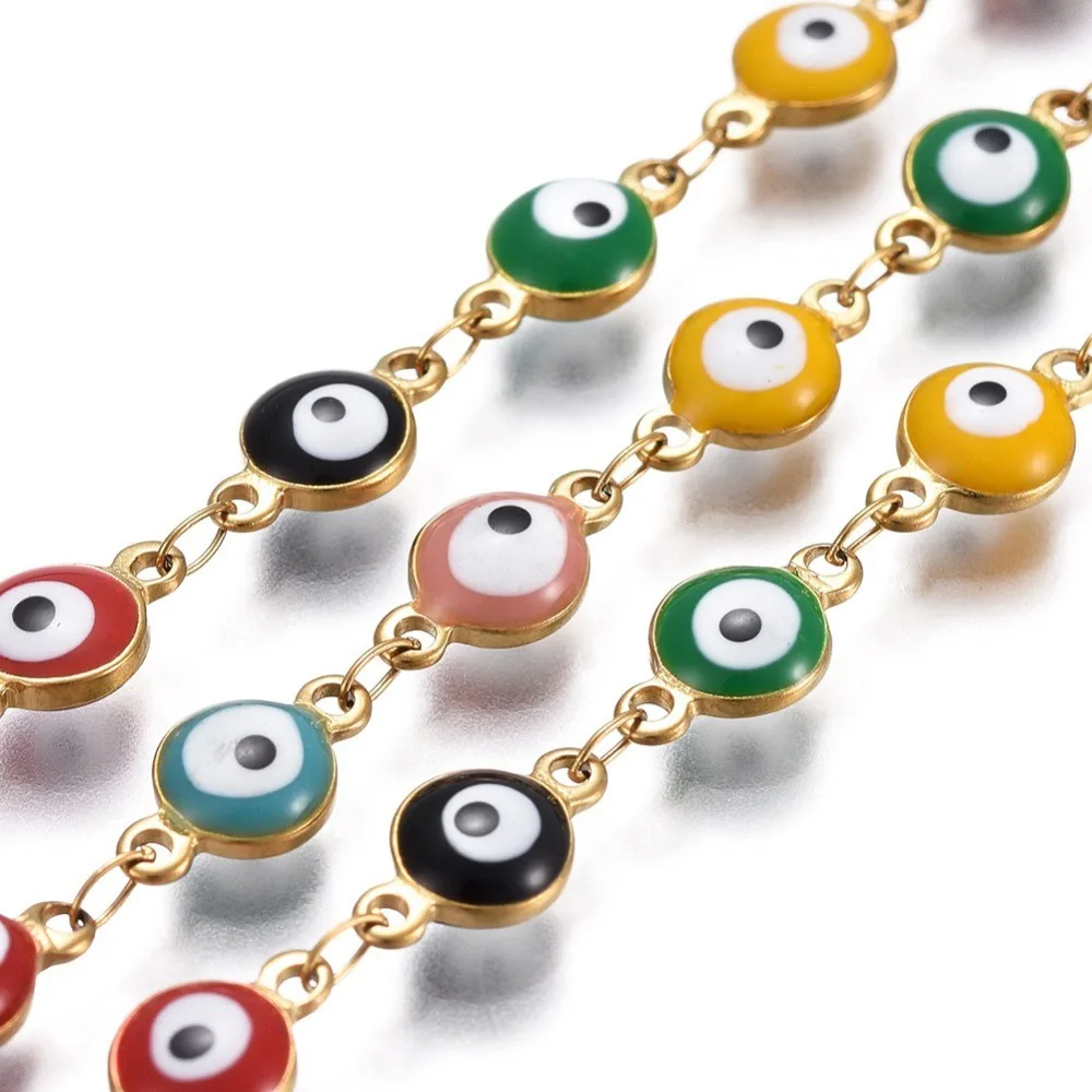 

5m/lot 304 Stainless Steel Link Chains Soldered Enamel Flat Round Chains for Necklace Bracelet Making DIY Jewelry Findings