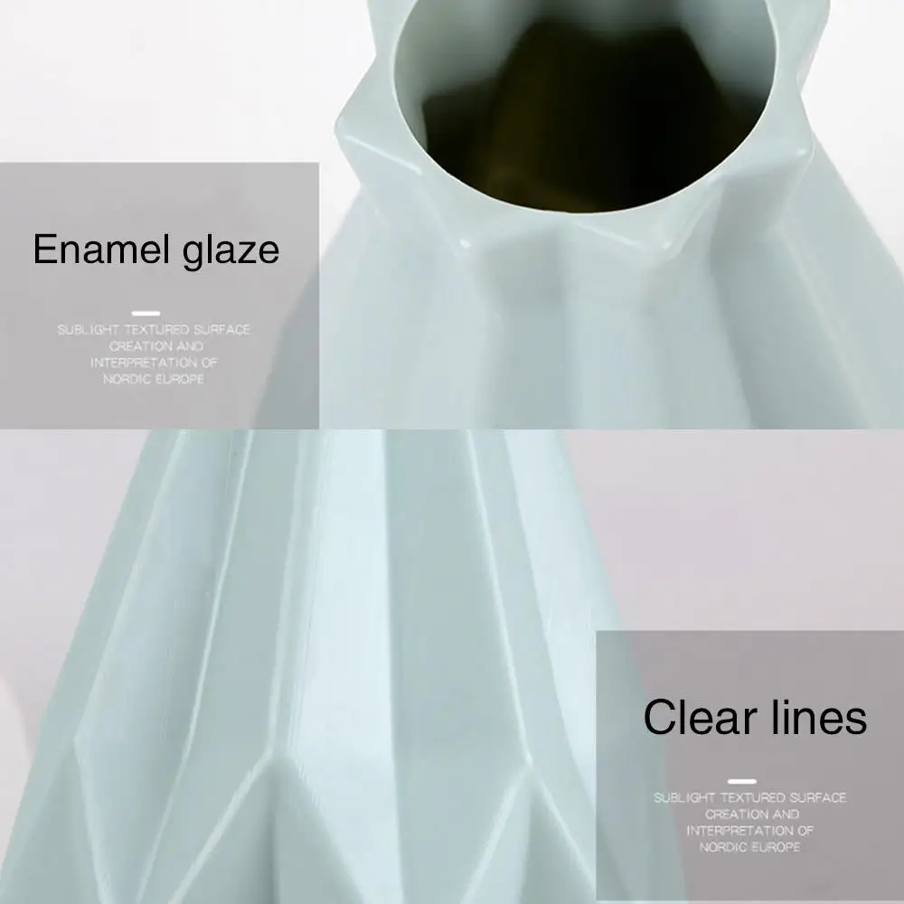 Beautiful Flower Vase Anti Fall Living Room Portable Nordic Plastic Desktop Balcony Pe Ornament Imitation Ceramic | Дом и сад
