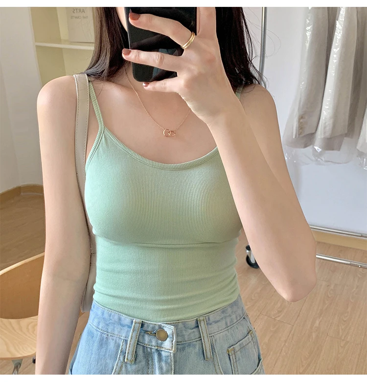 Топ женский облегающий без рукавов с U-образным вырезом 8 цветов | Женская одежда