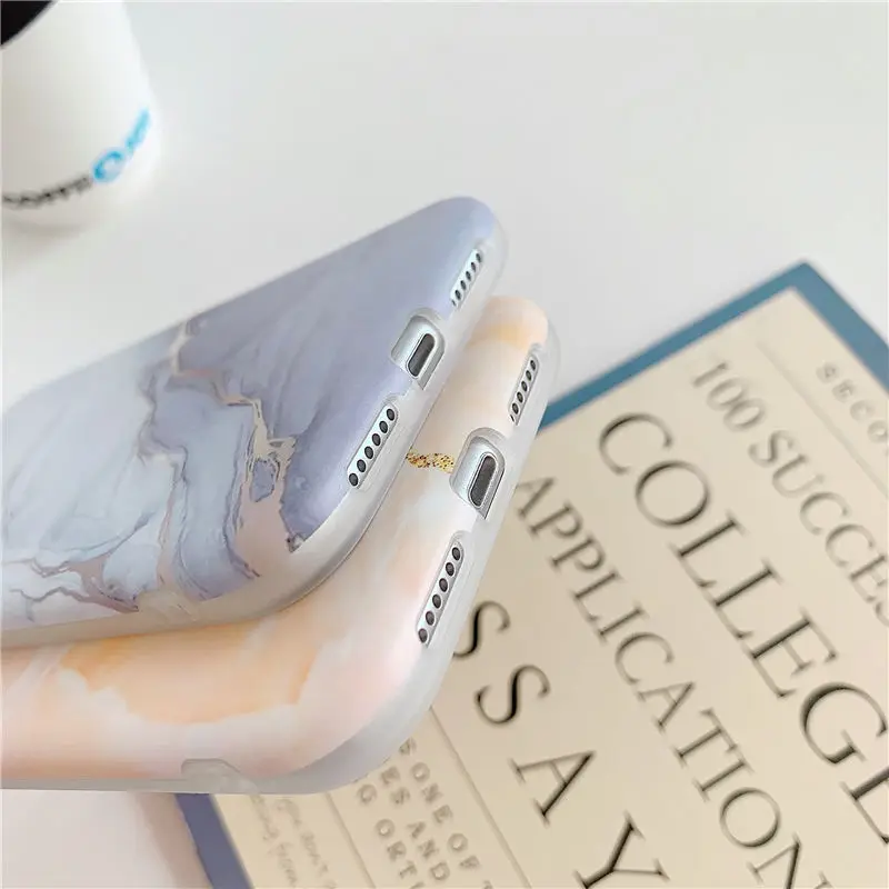 

Retro Marble Phone Case For iPhone 12 Pro 11 Max XR XS Max X 7 8 Plus 12 Soft IMD Marble Texture Back Cover Capa Couque