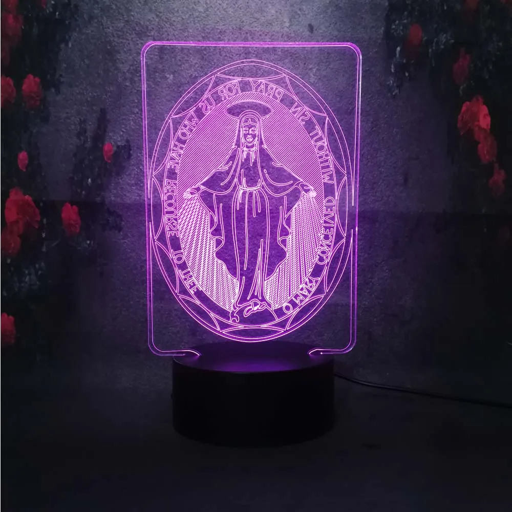 Virgin Mary 3D Led настольная лава лампа Lampara RGB зарядка 7 цветов Иллюзия сна для малышей