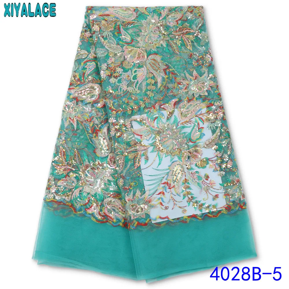 

Multicolors Sequins French Lace Latest Nigeria Lace Fabric 2021 High Quality Embroidery Net Laces for Wedding Dress KS4028B