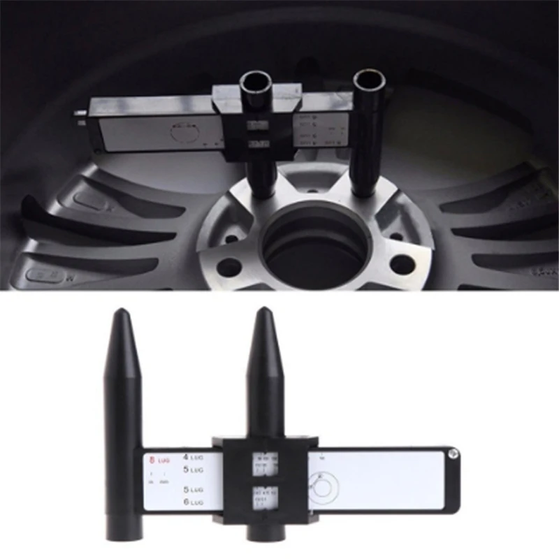 

Wheel Rim Bolt Pattern Sliding PCD Measuring Tool Gauge Ruler 8 Holes PCD Ruler Lugs Hub Pitch Measurement Tools