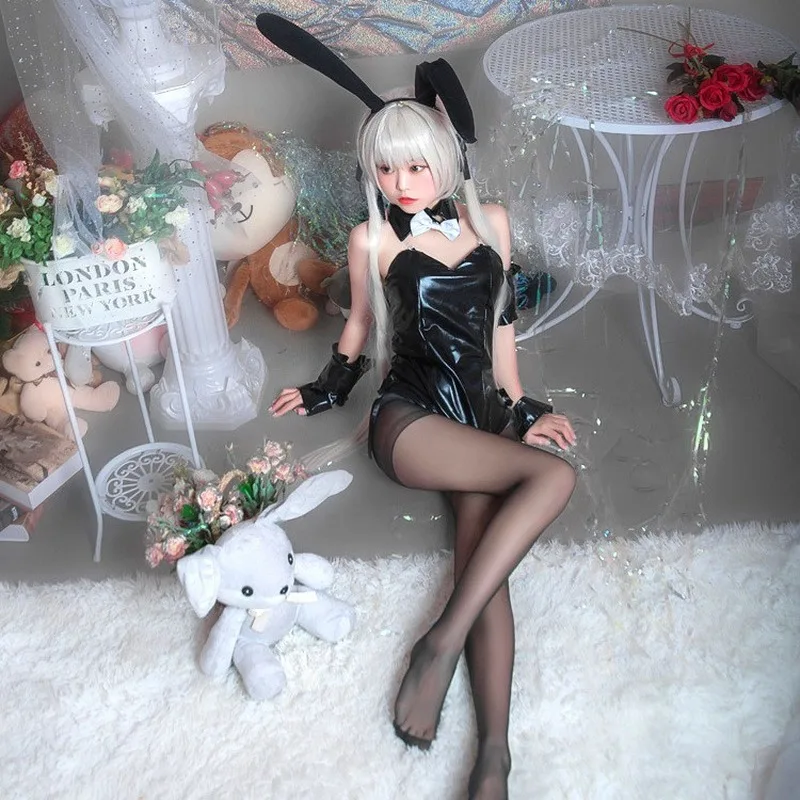 

Jimiko 2022 bunny girl черное латексное боди, кожаное боди, ролевые игры, сексуальная униформа каваи белье, костюм для ночного клуба