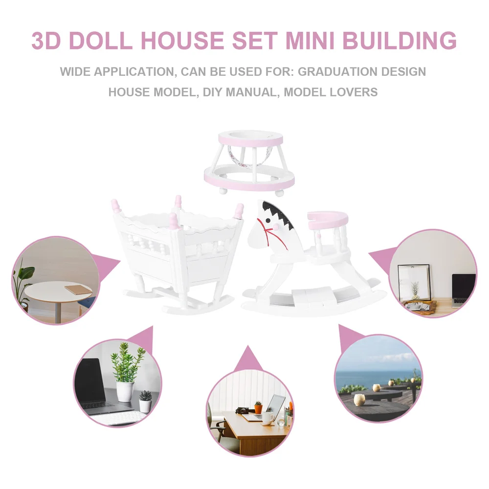 

3pcs Wooden Mini House Accessory Model Furniture Model Simulated Furniture