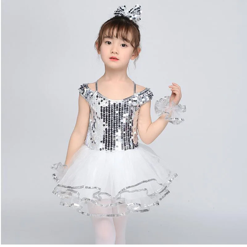 Modern kids dance costumes for sequins tutu dress girls salsa dancing wear Outfits |