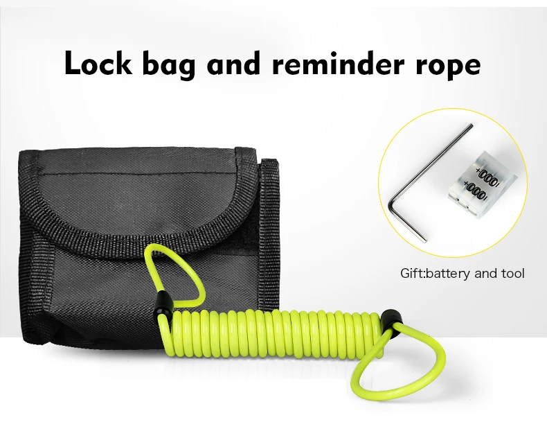 

INBIKE Anti-theft Bicycle Wheel Disc Brake Lock Motorcycle Security Alarm Electron for Bike 6mm Pin with Lock Bag and Alarm Rope