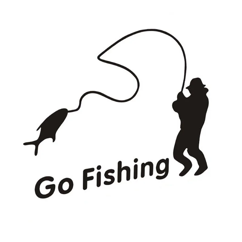 

Outdoor Sports Fishing Go Fishing Sticker Auto Accessories Car Sticker Decal Black Silver 14*10CM