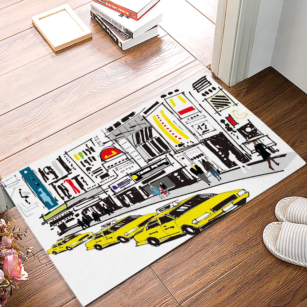 Автомобильный шоппинг городское здание ручная роспись Манхэттен метрополит Нью