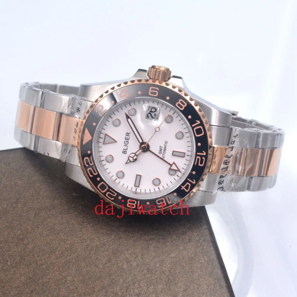 Мужские часы Bliger с белым циферблатом Роскошные автоматические мужские