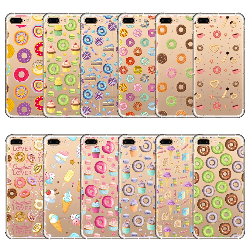 

Soft Clear Cover Food Donut Ice Cream Phone Case For iPhone 13 12 Mini 11 Pro Max 7 6 6S 8 Plus SE X XR XS 2020