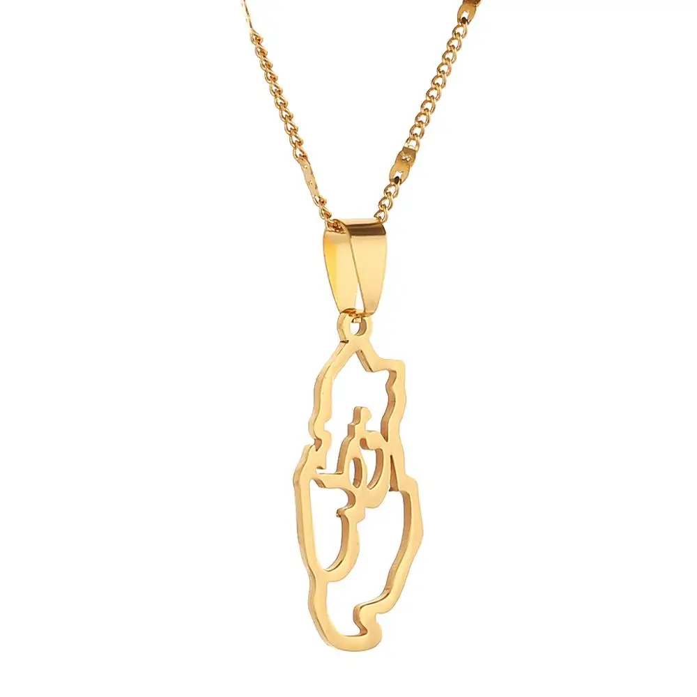 Цепочка с подвеской в виде карты Катара из нержавеющей стали|Подвески| |