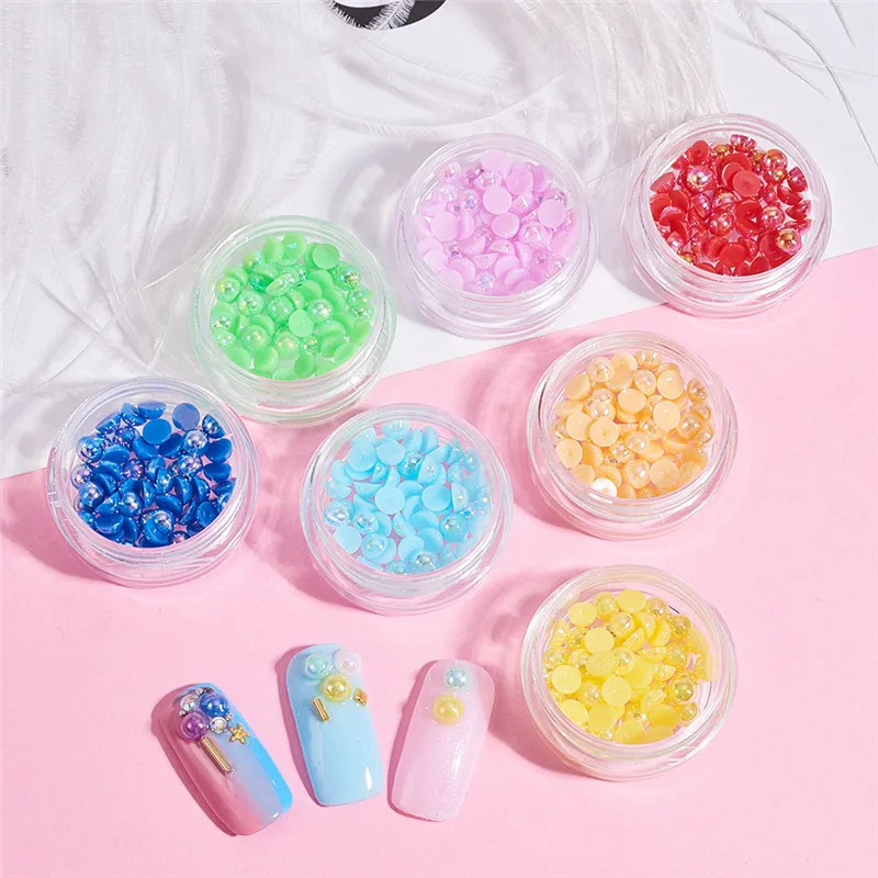 4 мм украшения и Стразы для ногтей 3D полукруглые желейные маникюра стразы с