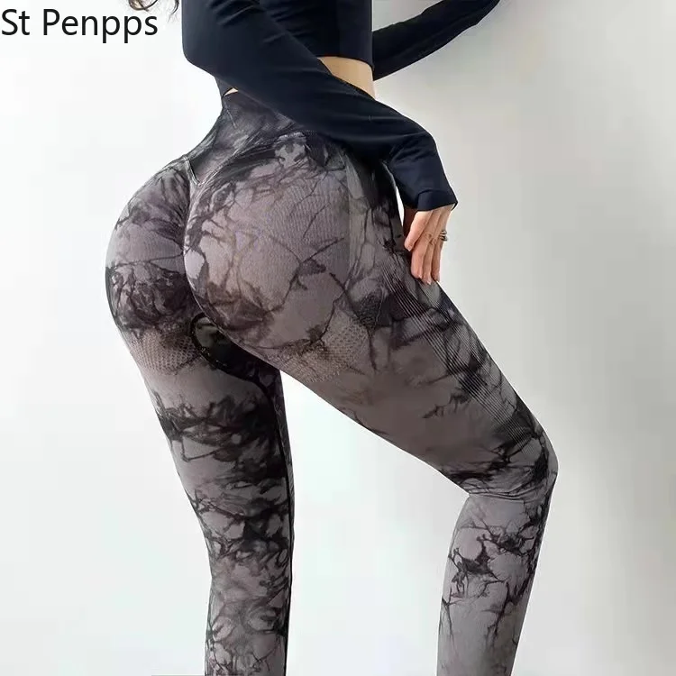 

Брюки Tie-dye для йоги, женские спортивные Леггинсы с высокой талией, подтягивающие бедра, брюки для фитнеса для женщин, 6 цветов