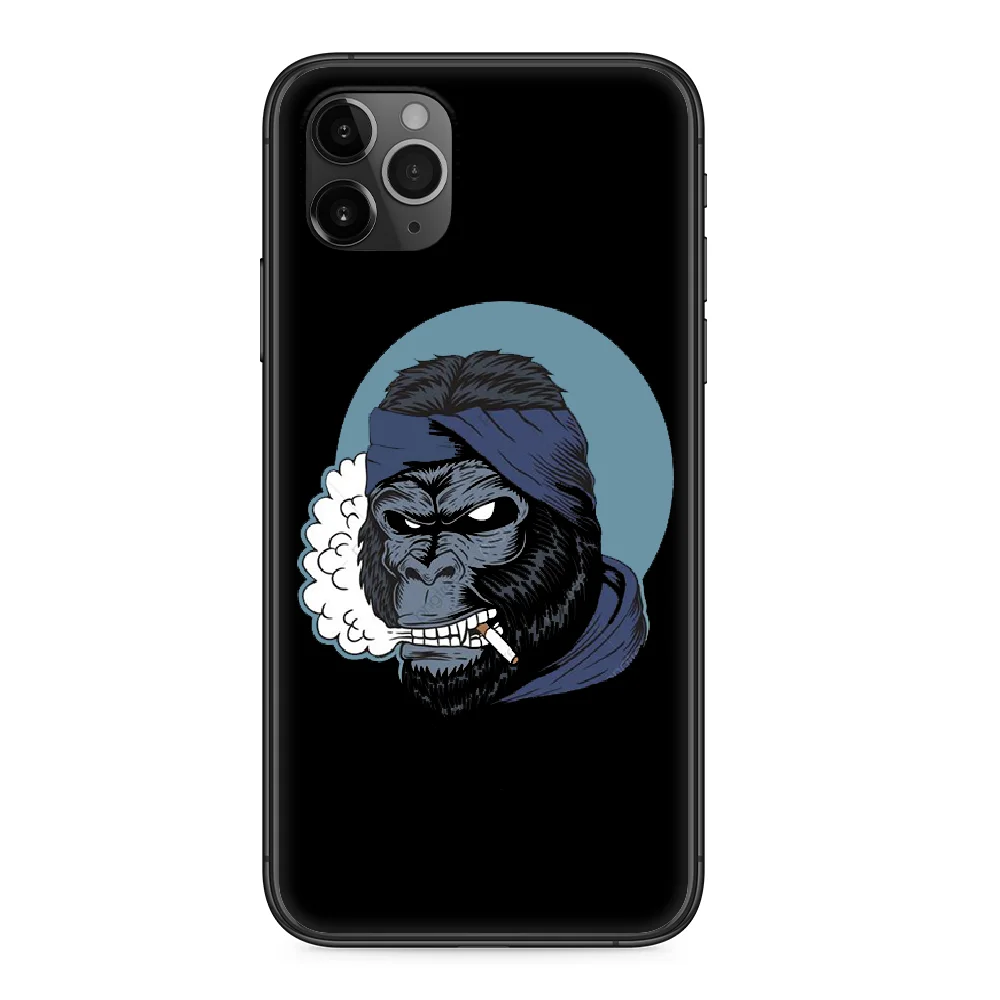 Чехол для телефона Smoking monkey orangutan iphone 4 4s 5 5S SE 5C 6 6S 7 8 plus X XS XR 11 PRO MAX 2020 black hoesjes tpu funda art