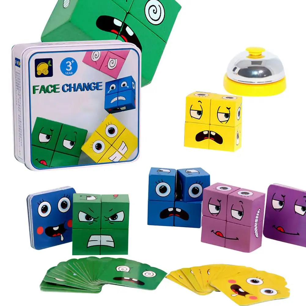 

Wooden Expressions Toy Educational Stacking Toy Face Pattern Cubes Building Blocks Stacking Toy Match Puzzle Toy For Kids
