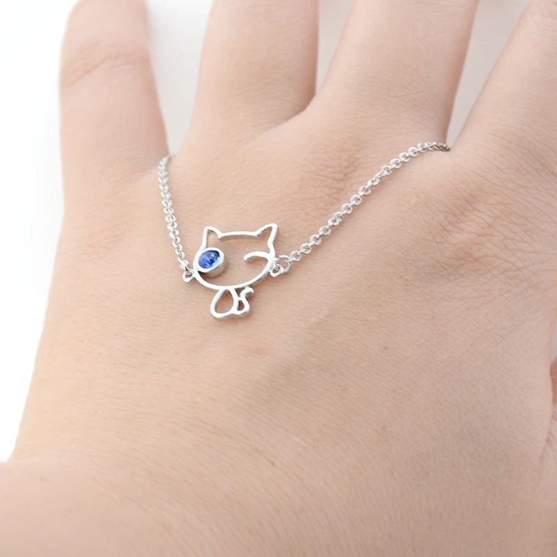 Браслет-цепочка для женщин серебристый с изображением кошки летнее ювелирное
