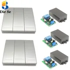 Беспроводной пульт дистанционного управления, 3-х канальный релейный приемник переменного тока 85-250 В 2200 Вт 433 МГц для светильниклампы светодиодный светодиодного переключателя, настенная панель