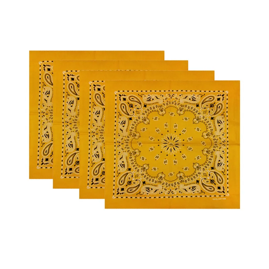 

4 шт. новый квадратный шарф с двусторонним принтом мужской и женский тюрбан хлопковый уличный домашний головной платок на запястье Новинка ...