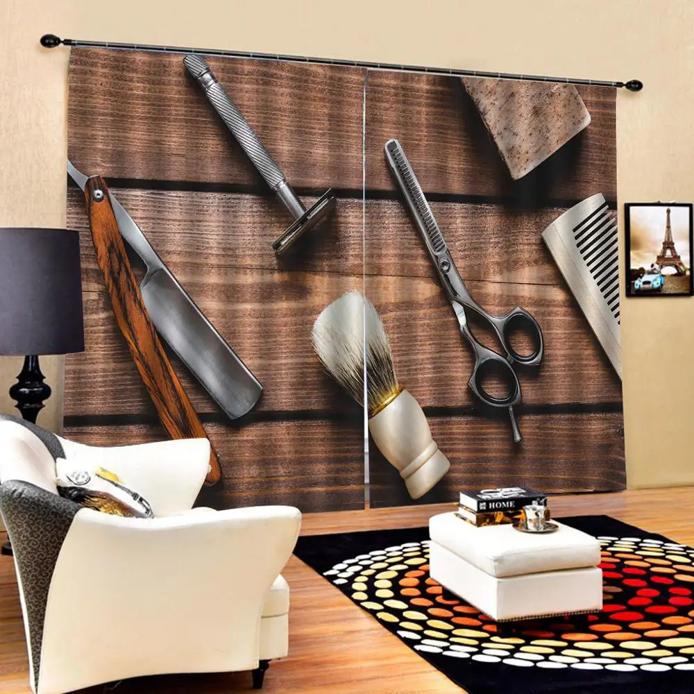 Современные занавески с фотографией 3D для гостиной коричневые деревянные