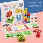 Кубик с изображением лица, меняющие блоки, настольная игра, мультяшный пазл, игрушки Монтессори, деревянный уровень, игра, мышление, вызов, детские игрушки