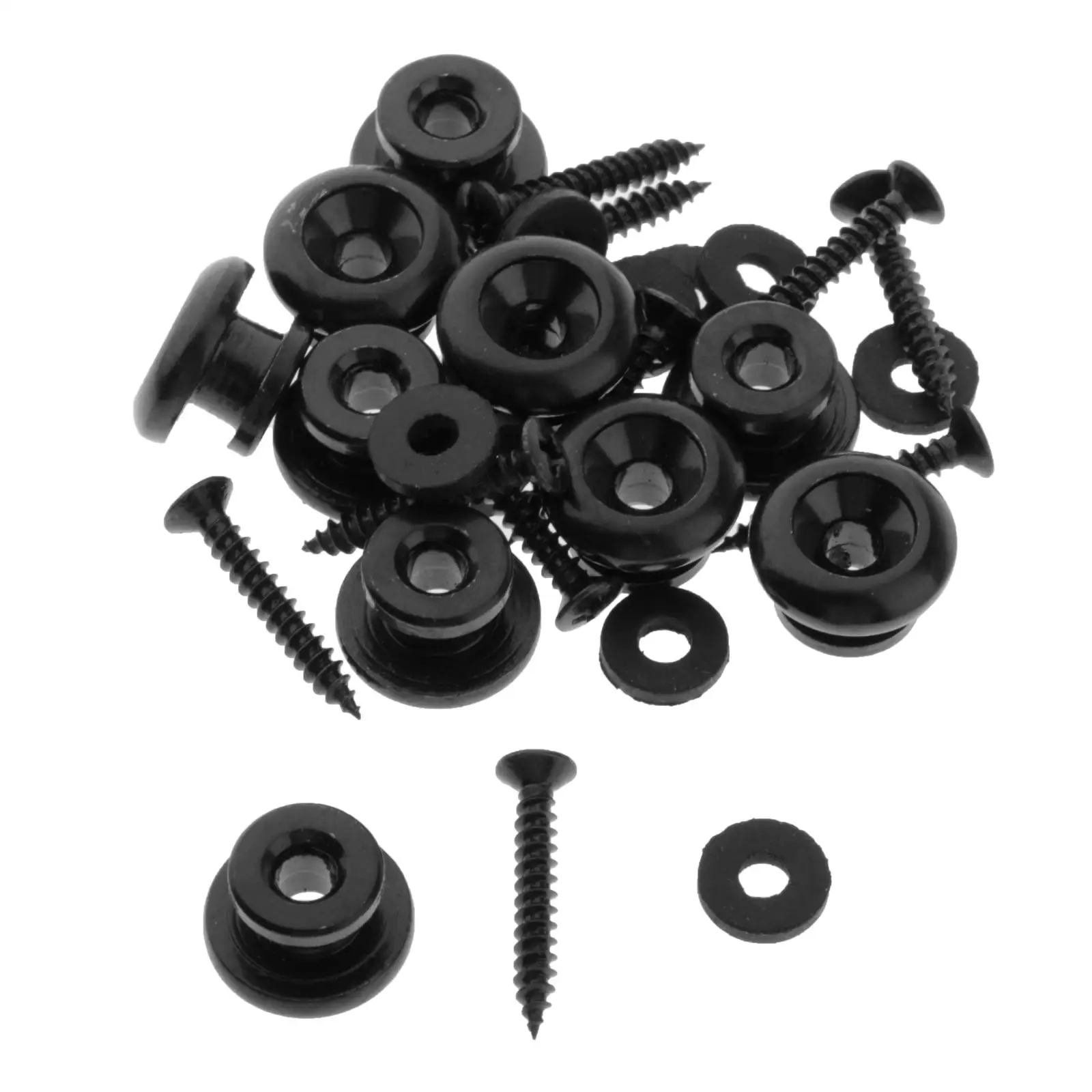 

10Pcs Guitar Strap Locks Buttons for Electric Acoustic Guitar Bass Black/Chrome