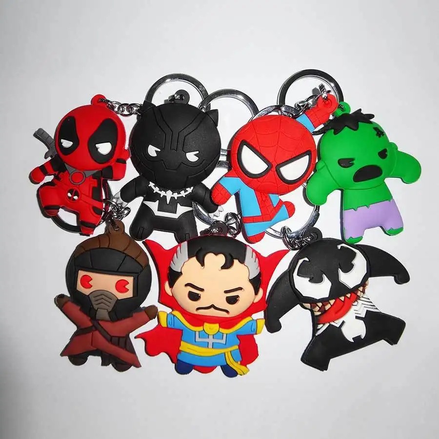 Новинка брелок для ключей Marvel Человек-паук Железный человек Халк Мультфильм