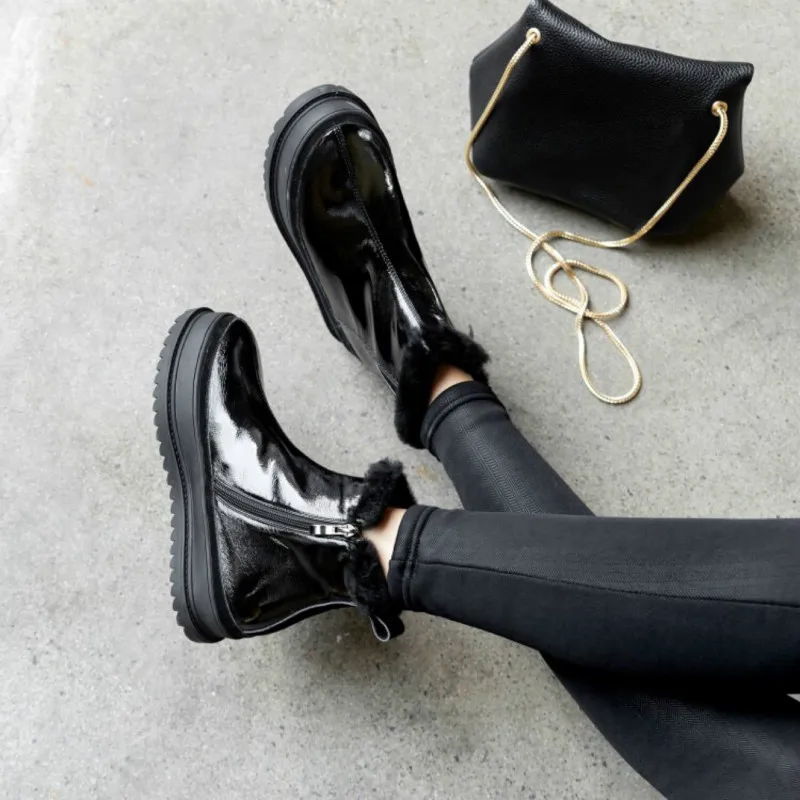 Fujin/женские зимние ботинки Модные плюшевые теплые дышащие на толстой подошве с